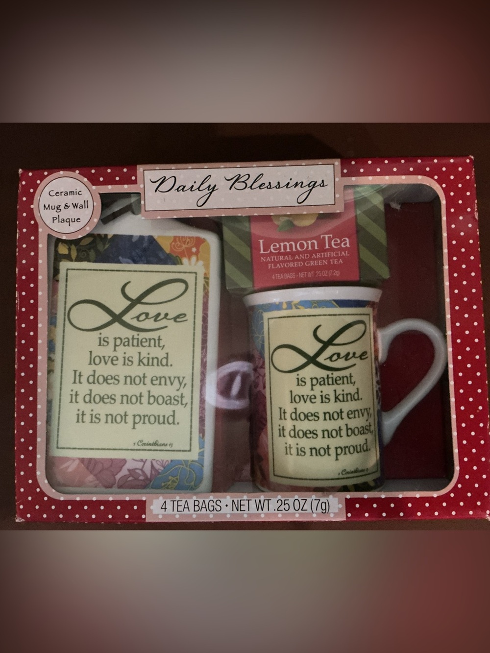Daily Blessings Love Mug & Tea Gift Set - Yellow & Pink Accents